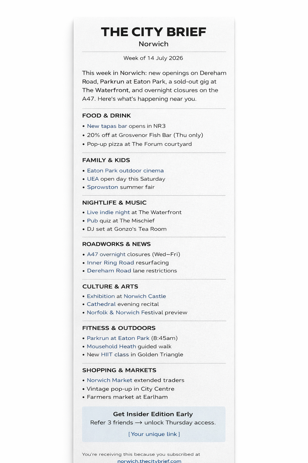 Newsletter ad placement preview